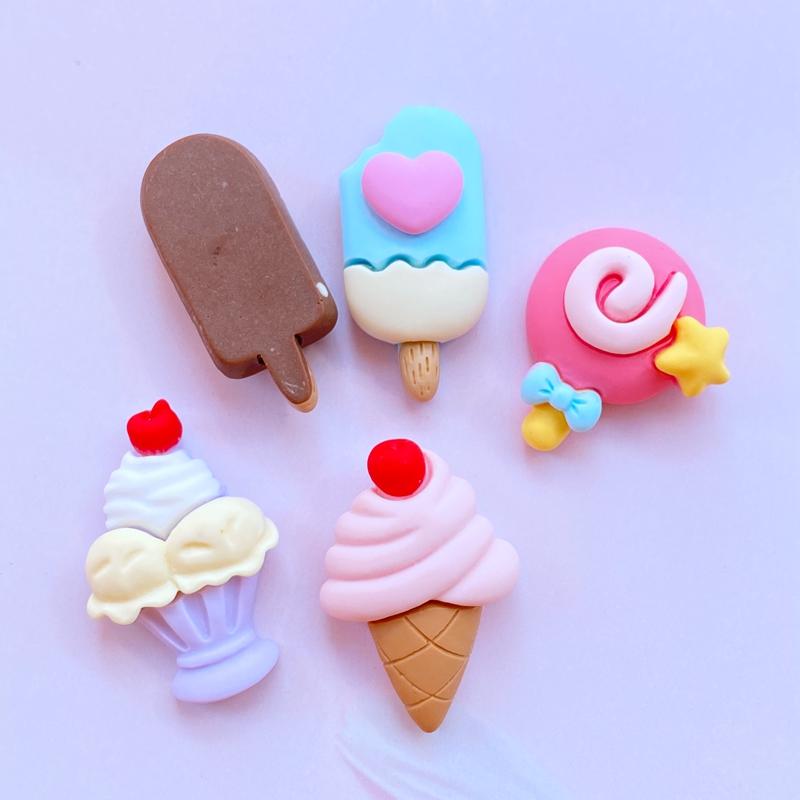 10Pcs New Mixed Cute Simulation Ice Cream Flat Back Resin Cabochons Scrapbooking DIY Jewelry Craft Decoration Accessorie K67