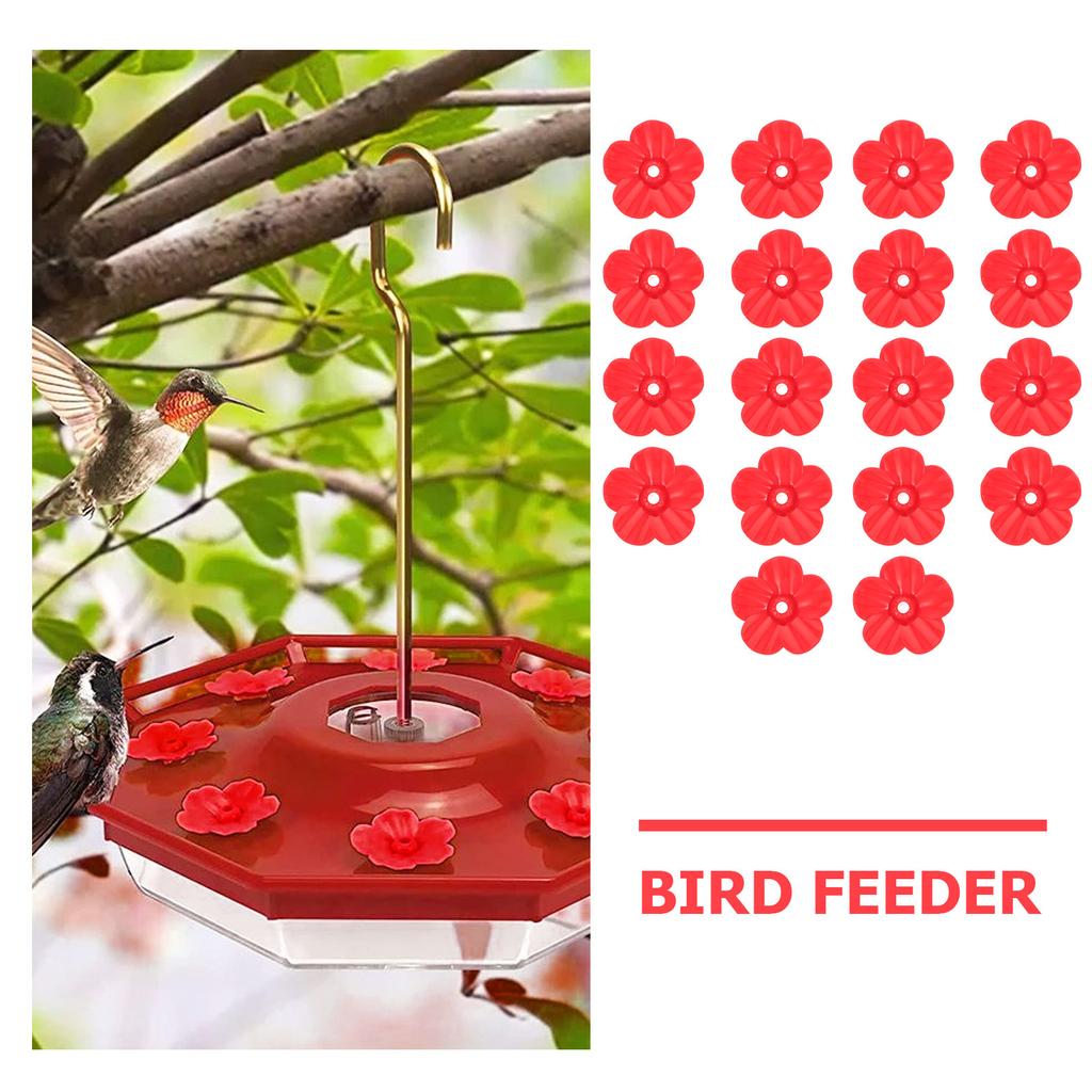 18Pcs Flower-Shaped Hummingbird Feeder Plastic Bird Feeder Supplies Bright Natural Design Hummingbird Feeding Flower
