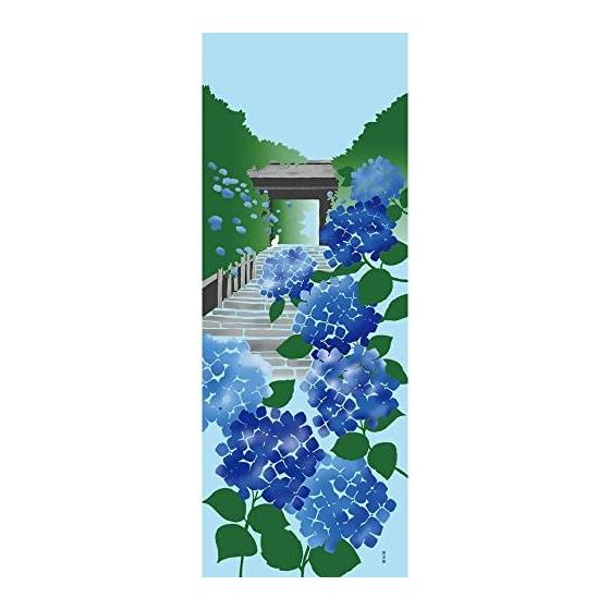 Hamamonyo Tenugui Hand Towel: Hydrangea Story, Blue
