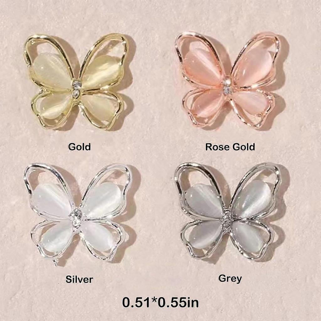 24-Pack Gold Silver Pink Black Manicure Cat Eye Rhinestone Decoration Acrylic Nails, Nail Art Supplies Nail Art Craft DIY Accessories
