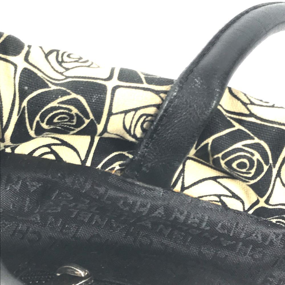 CHANEL Coco ball Camellia CC CC Mark Shoulder Bag Tote Bag Canvas Black/White