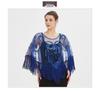 Mesh Sequin Tassel Shawl Evening Gown Strapless Wedding Dress with Elegant Beaded Cape Cover-up