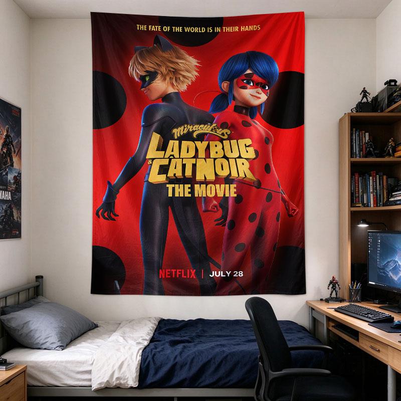 Miraculous Ladybug Cat Noir Netflix Movie Poster Red