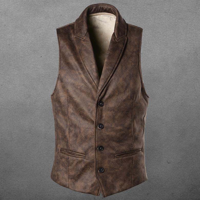 

2026 Autumn And Winter Korean Fashion New Item Suede Single Breasted Jacket Vest Men S Style S коричневый