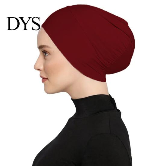 Cotton Undercap Women Solid Color Non-slip Stretch Headscarf Cap Breathable Under Head Wrap Scarf Hat Bonnet Night Sleep Headwear