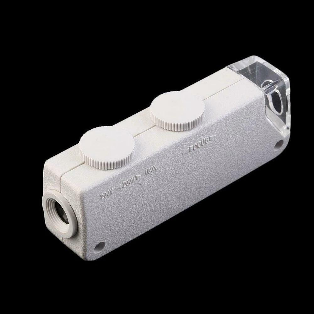 Compact 160x 200x Zoom Lighted Mini Microscope Jewelers Loupe Magnifying Glass High Power Magnifier For Specimen Jewelry Inspectio
