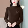 Autumn Winter Style German Velvet Thickened Warm Half Turtle Collar Hot Diamond Pullover Versatile and Comfortable Top for Women