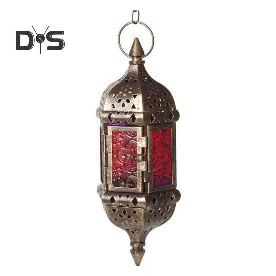 

Подвесной подсвечник из железа, винтажный стеклянный марокканский подсвечник для чайной свечи, полый подсвечник в европейском стиле для свадебного сада коричневый