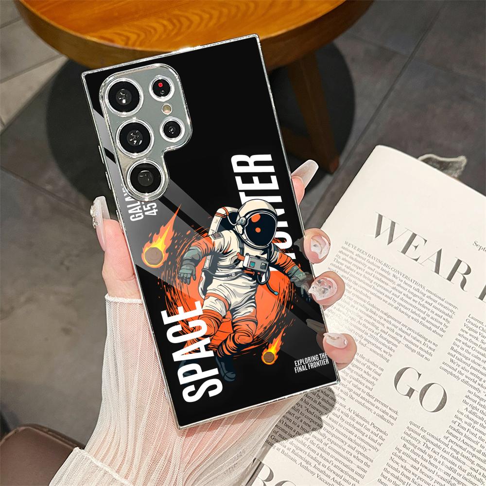 

Cartoon Cool Astronaut Phone Case for Samsung Galaxy S25 S24 S23 Ultra Phone Cover Electroplated Metal Frame Case Galaxy S25 FE
