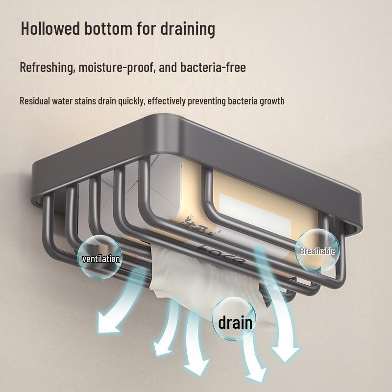 Rustproof Carbon Steel Wall-Mounted Drainage Shelf - Waterproof, Punch-Free, Multifunctional Bathroom Storage
