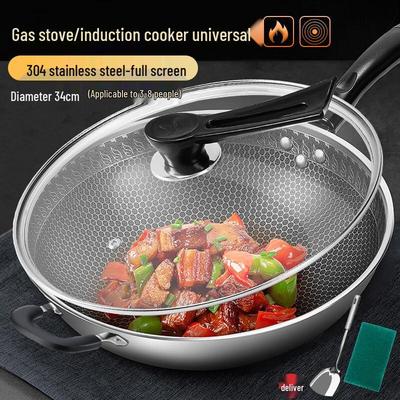 Wutuo 304 Edelstahl Flachboden Wok zum Braten