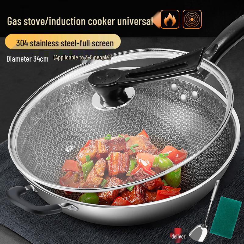 Wutuo 304 Edelstahl Wok mit flachem Boden