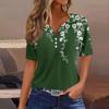 Women's T Shirt Tee Print Button Short Sleeve Daily Weekend Fashion Basic V- Neck Regular Top