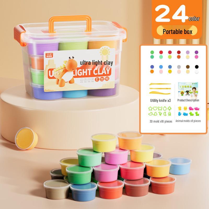 

24-Color Ultra-Light Non-Sticky Odorless Clay Set for Kids with Storage Box - Perfect for Kindergarten & Gifts