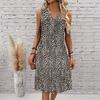 Plus Size V Neck Sleeveless Dress Soft Wild Daisy Print For Courtyard Leisure Time