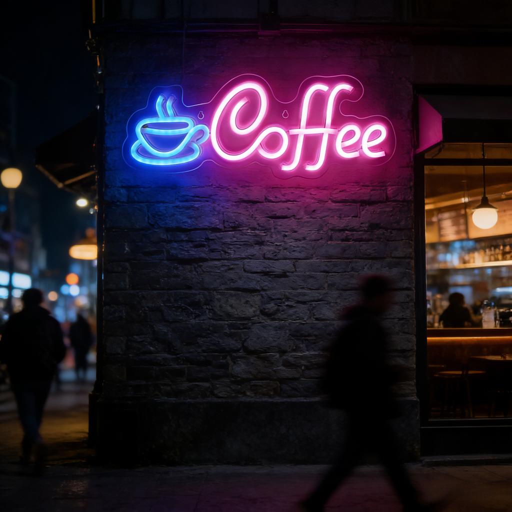 Coffee Neon Sign Light USB Dimmable Led Neon Lamps for Bar Cafe Restaurant Party Art Wall Decor Window Hanging Night Lights