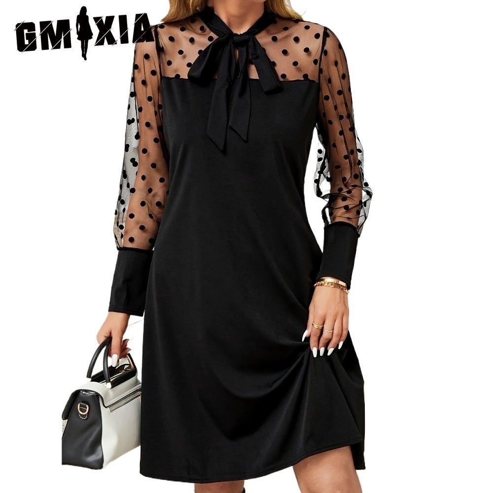 

GMXIA Женские модные летние весенние однотонные повседневные платья с длинными рукавами и принтом