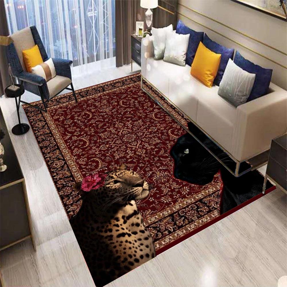 Retro Persian Style Deer Animal Carpet Living Room Sofa Bedroom Kitchen Entrance Door Mat Non-Slip Home Decoration Rug