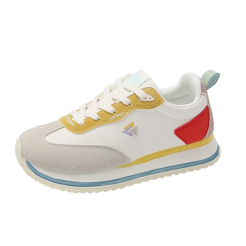 

Модная женская обувь 2024 года, модная популярная высококачественная женская вулканизированная обувь на шнуровке с неглубоким плоским каблуком, повседневная женская обувь 35