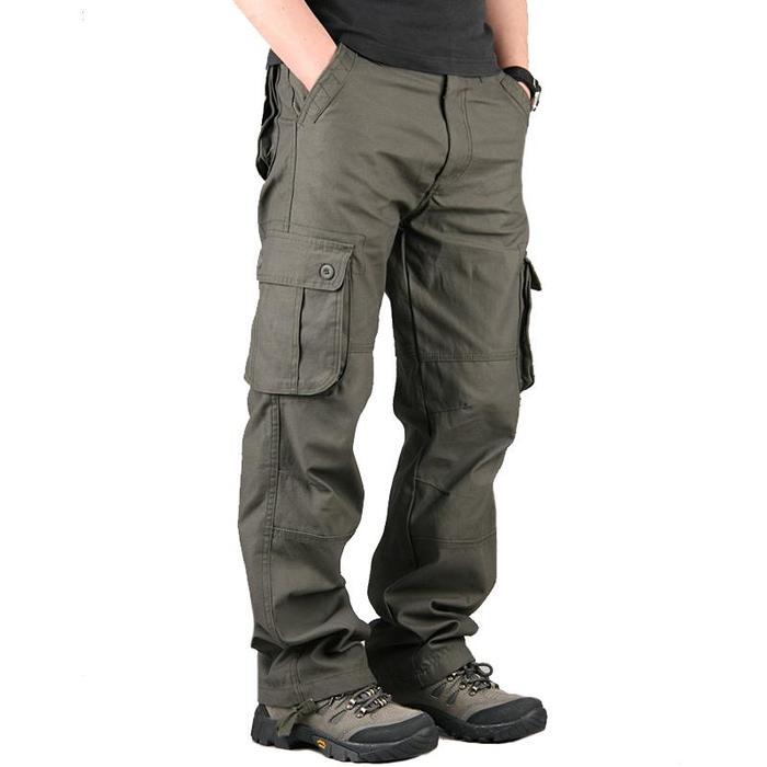 Pantaloni da combattimento cargo da uomo con vita elasticizzata, multi tasche, pantaloni casual