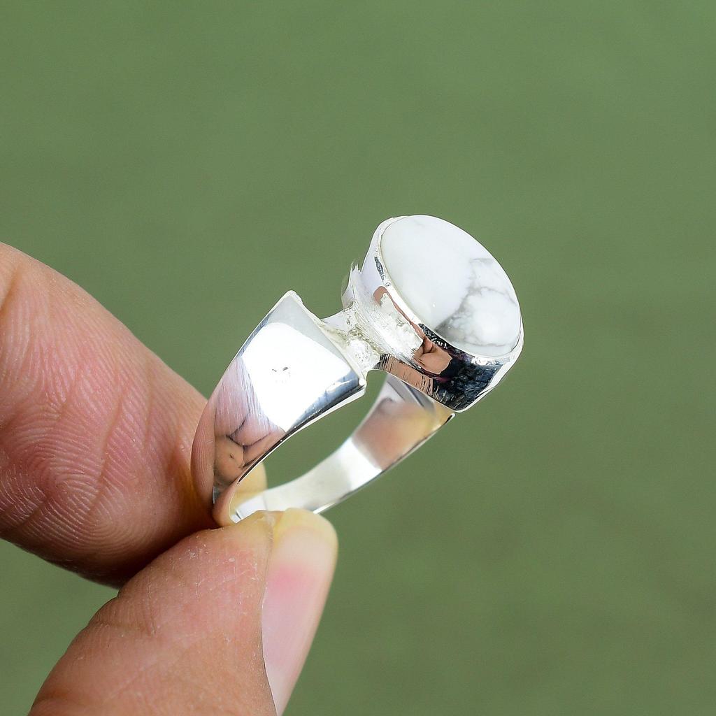 Howlite Ring 925 Sterling Silver Ring Handmade Antique Ring Silver Jewelry Original Gemstone Ring Gift For Girlfriend Available In Ring Size