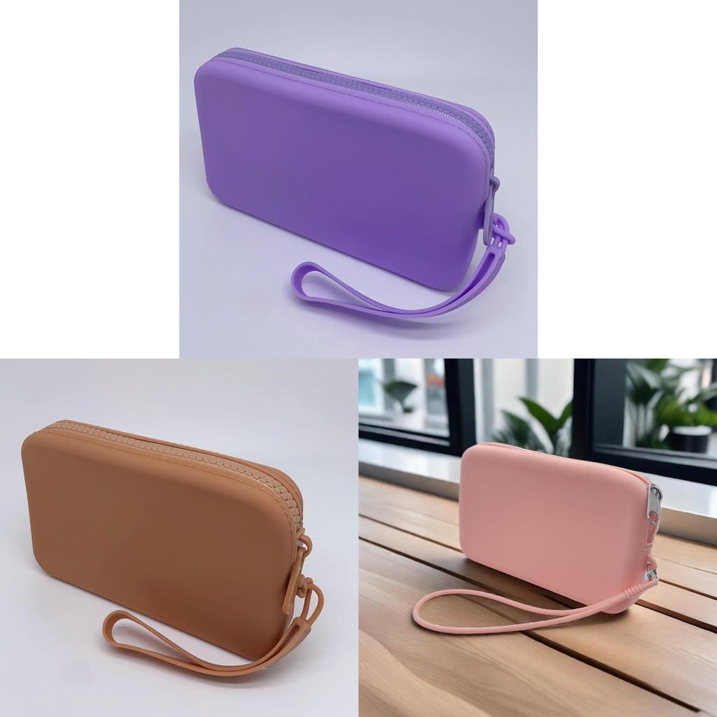 Silicone Travel Cosmetic Bag With Zipper For Makeup And Toiletry Items