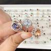 10Pcs Fashion trend four-claw zirconia ring, women's colored alloy ring, retro crystal ring