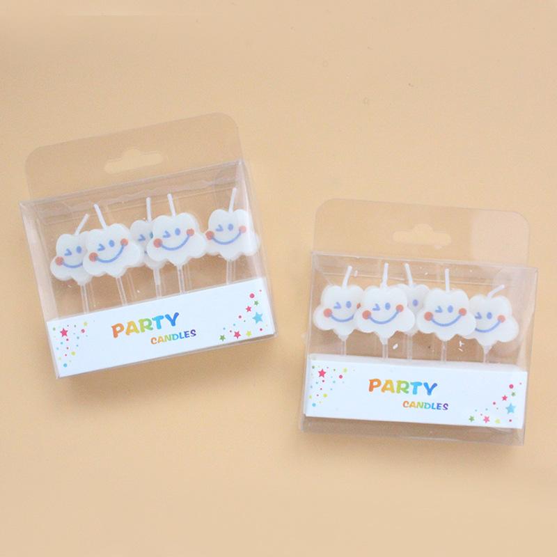 Cute Cloud Smile Birthday Cake Candle Korean Ins Creative Children's Party Decoration 5 Candles