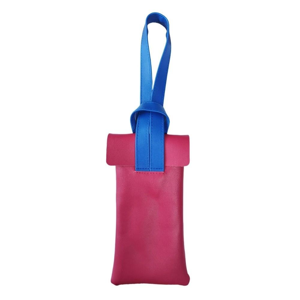 Tragbare PU-Leder Brillenaufbewahrungstasche Mit Armband Schutzbrillen Tasche Color-Block Kratzfester Brillenetui