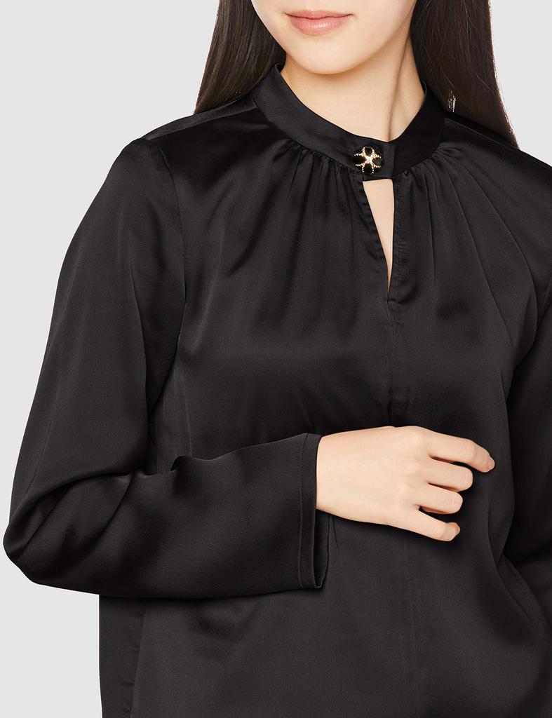 Lily Brown Satin Top LWFT204162 Japan Size F Front-Opening Women's Black, (Free Size)