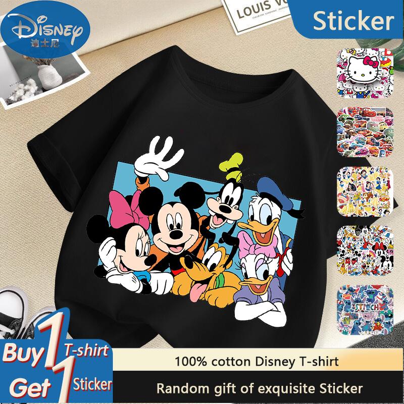 Disney 2025 Summer Street Fashion Boys Girls Cotton Skin Friendly Tops Donald Duck New Printed Short Sleeve T-Shirt