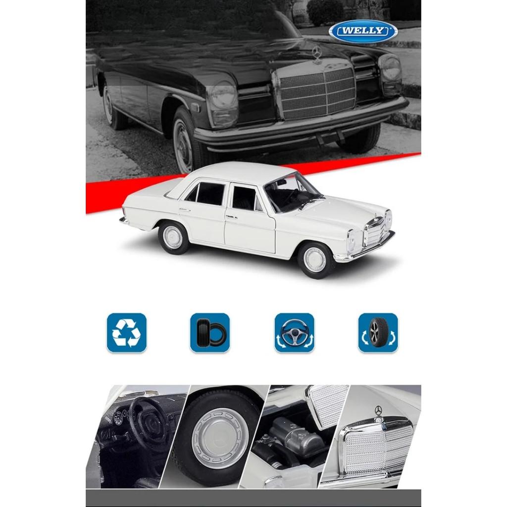 WELLY 1/24 Mercedes-Benz 220 Alloy Car Model Diecasts Metal Classic Retro Old Car Model Simulation Collection Childrens Toy Gift