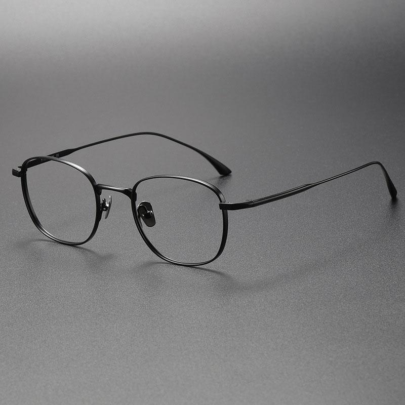 Designer Hand-made Japanese Retro Pure Titanium Glasses Frame Men's Myopia Glasses with Degree of Blue Light Protection