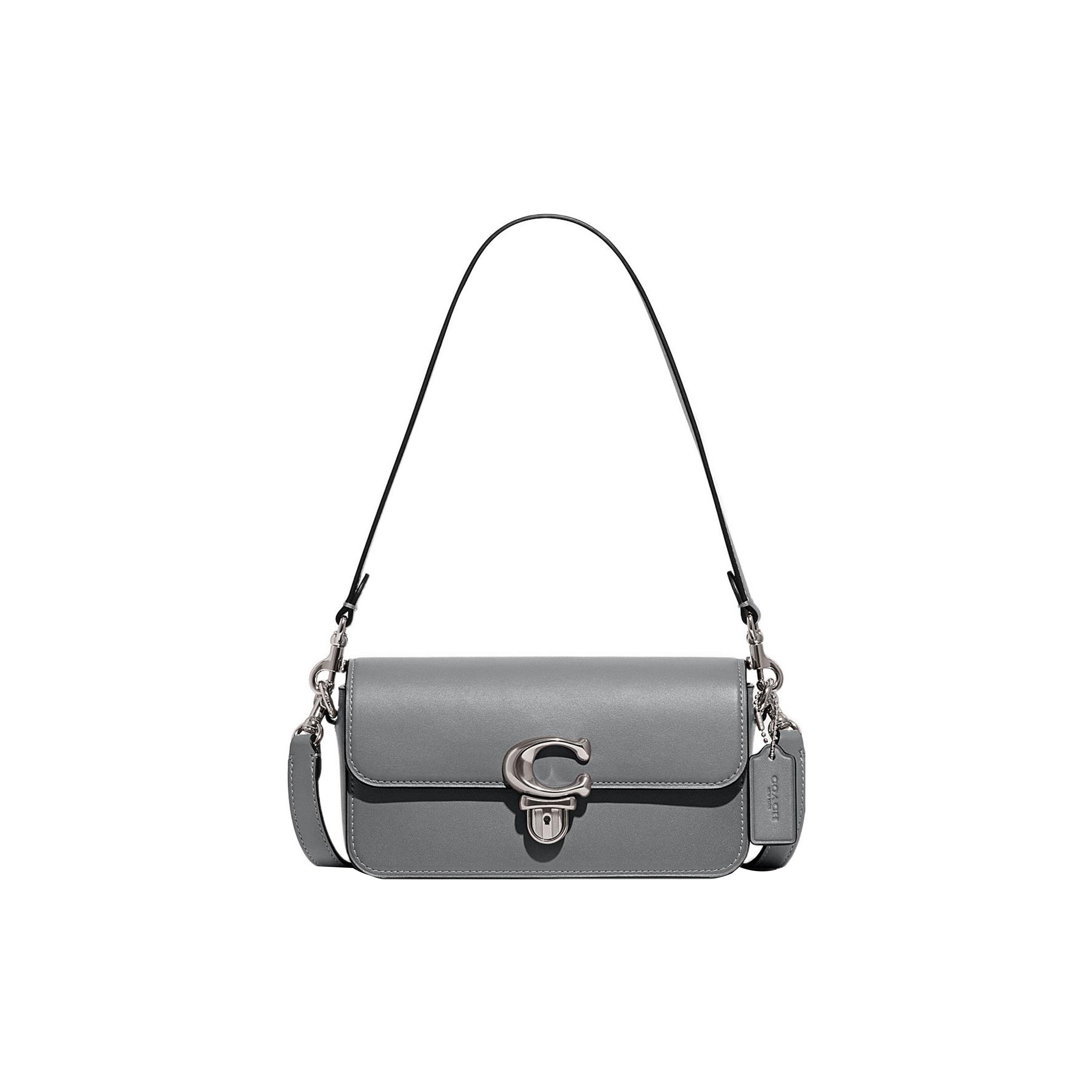 

Coach Studio 20 Silver Logo Flap Hardware Lock Closure Glove Tanned Leather Baguette Crossbody Shoulder Bag Small Women bags Gray CE331-LHN19 Gift Box Sets (Basic Set+Black Box)