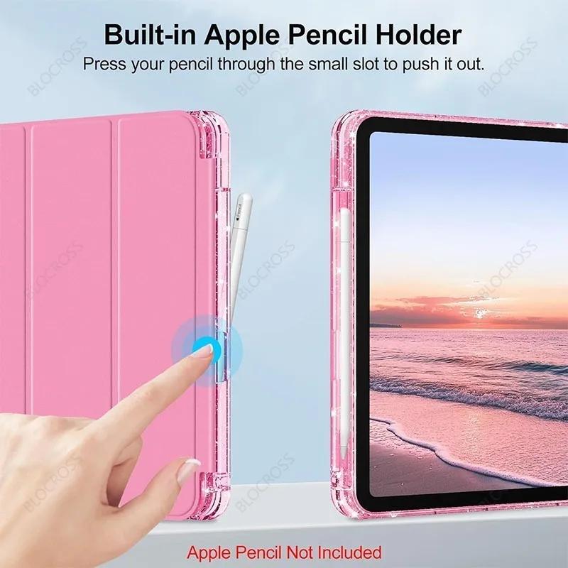 Für iPad 11. 12. A19 A16 Hülle 10. mit Stifthalter Funda iPad Air 11 13 M4 Pro 11 12.9 4 5 10.9 10.2 Intelligentes glitzerndes Cover