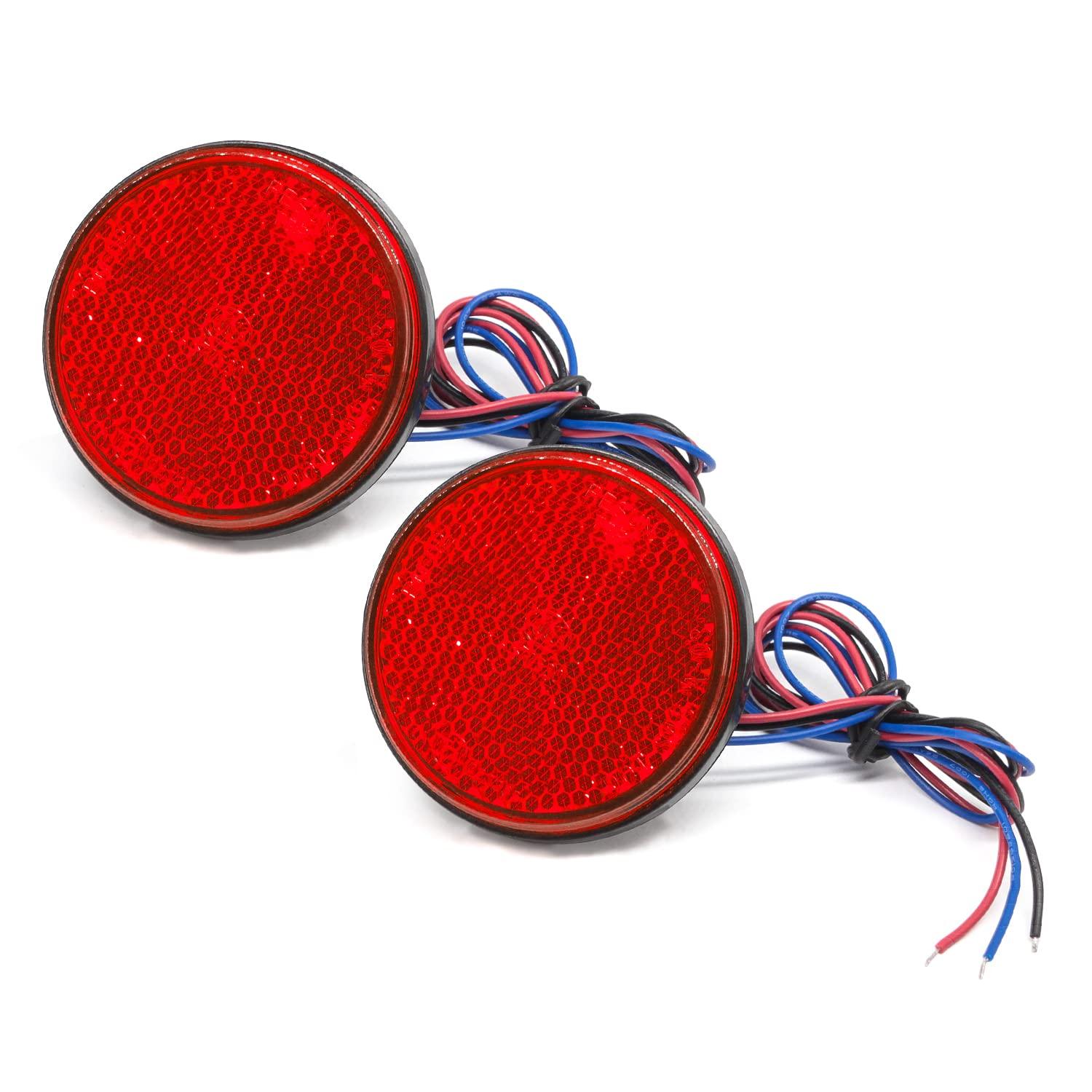 

X-STYLE Reflector, 24 V, Motorcycle LED Reflector, For Cars, 24 Row Side Marker Lamp, round shape червоний