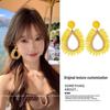 80s Hong Kong Style Red & Blue Clip-On Earrings for Non-Pierced Ears – High-End French Luxury Stud Hoops