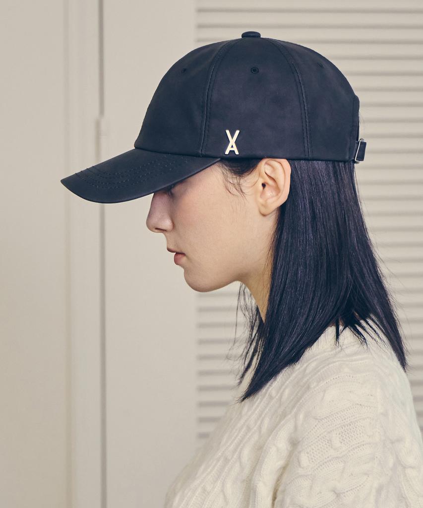 Bajal Va Studded Vegan Leather Ball Cap Black