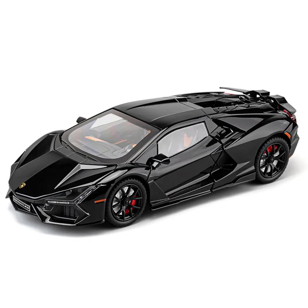 1:24 Scale Alloy Diecast Revuelto Toys Cars Models Light Sound 4 Doors Opened Sports Car Pull Back Vehicles Boys Fun Collection