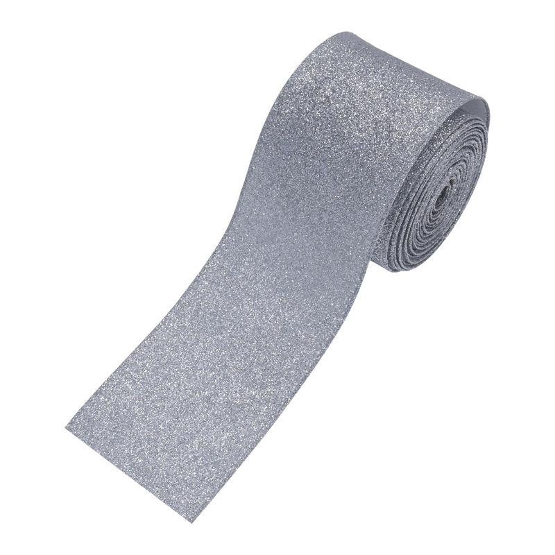 European & American Christmas Tree Decoration: Handmade Shiny Ribbon Flowers, Bows & Blue Iridescent Streamers