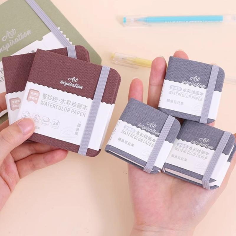 Hardcover Watercolor Paper Pad 24 Sheets Cotton Paper Watercolor Sketchbook Pocket Sketchpad for Artists Student Drawing