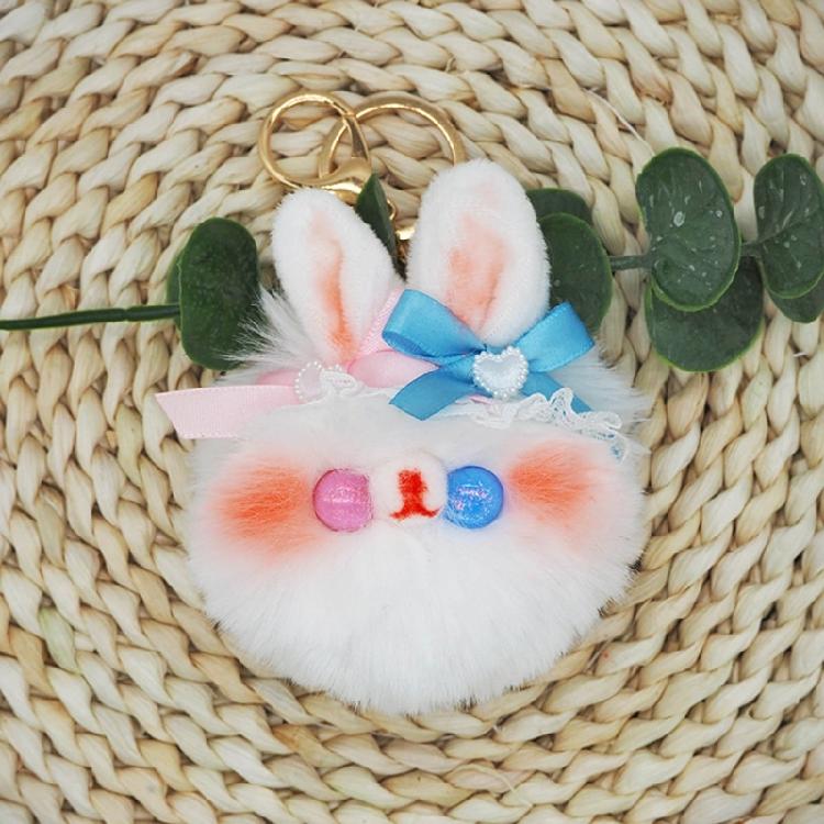 Rabbit Charm Keychains Backpack Decoration Mini Plush Animal Pendant Car Keyring