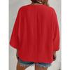 Damenmode Casual Sommer Frühling Einfarbig Druck 3/4 Ärmel V-Ausschnitt Blusen & Hemden