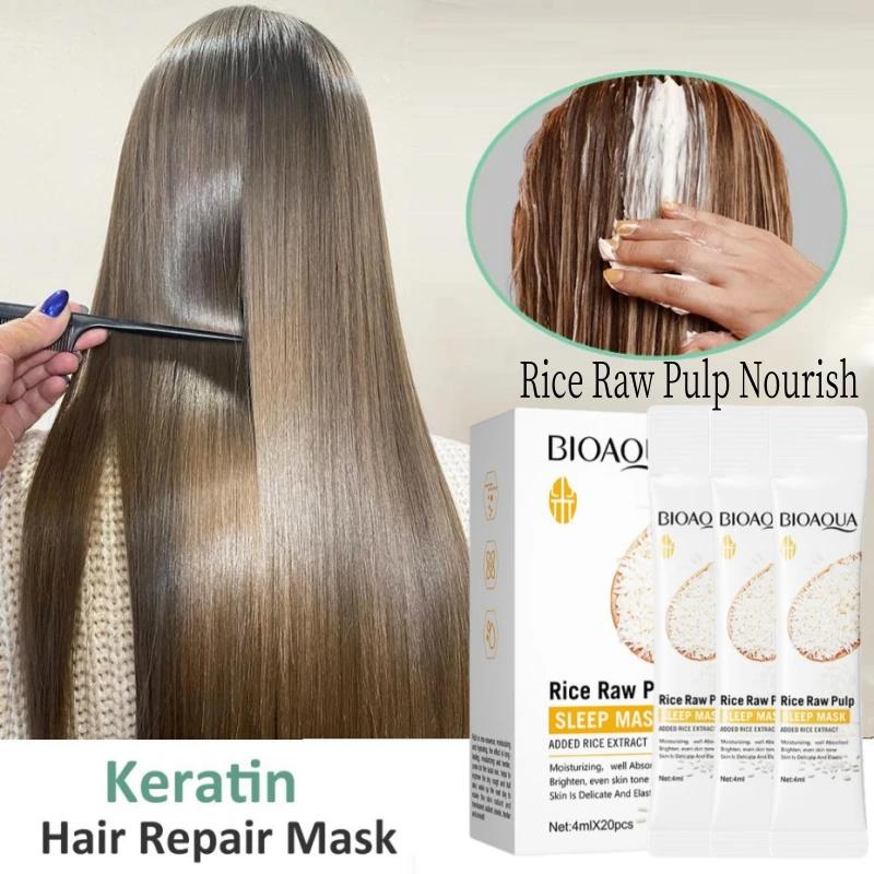Masque Capillaire Magique Kératine 5 Secondes Réparation Cheveux Abîmés Crépus Doux Lisses Brillants Nutrition Riz Hydratant Nourrir Soin Capillaire