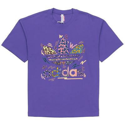 adidas Originals Tricou Casual Sport cu Logo Mare și Litere, Gât Rotund, Mânecă Scurtă, Unisex, Topuri, Mov HC3077