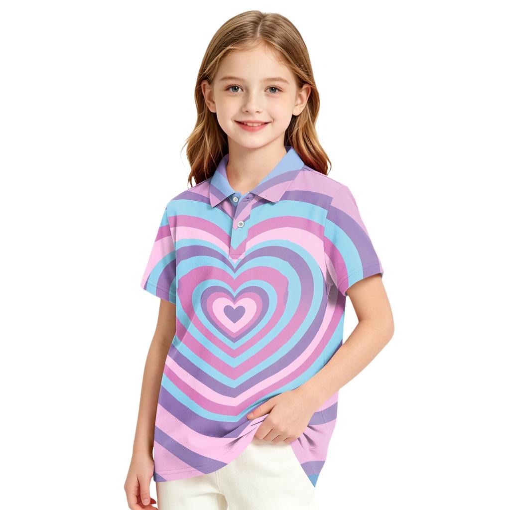 Girls' Polka Dot Print Casual T-Shirt for School Uniform and Everyday Wear