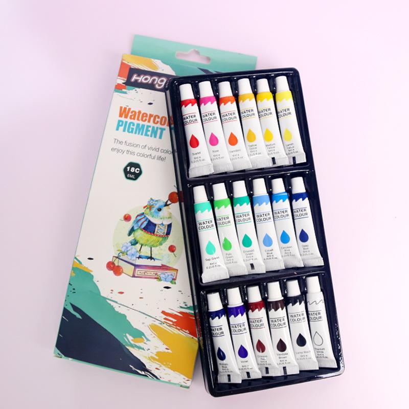Wasbare Waterverf Set voor Kinderen - 6 ml, 12/18/24 Kleuren, Logo op Maat Beschikbaar
