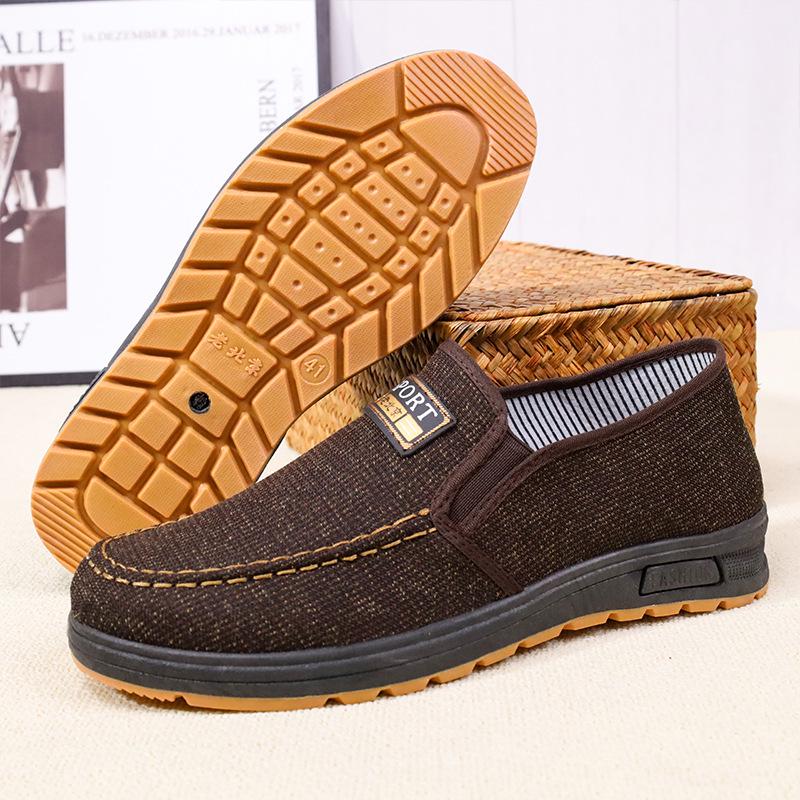 

Men s Lightweight Breathable Cow Tendon Sole Canvas Shoes: Comfortable and Soft Old Beijing Style Sneakers Size 40 коричневий
