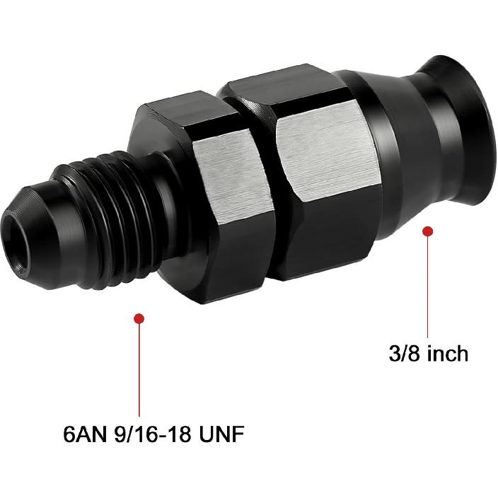 EVIL ENERGY 6AN Male to 3/8" Hardline Compression Fitting Adapter Aluminum Black 2PCS