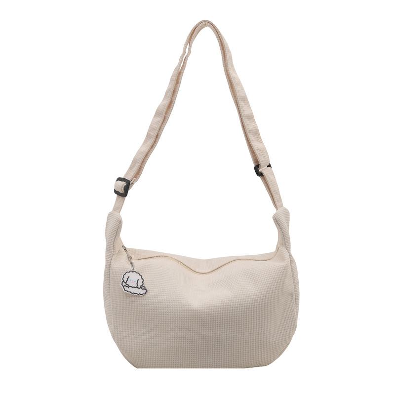 New Candy Color Waffle Art Student Versatile Simple Daily Women's Shoulder Crossbody Bag